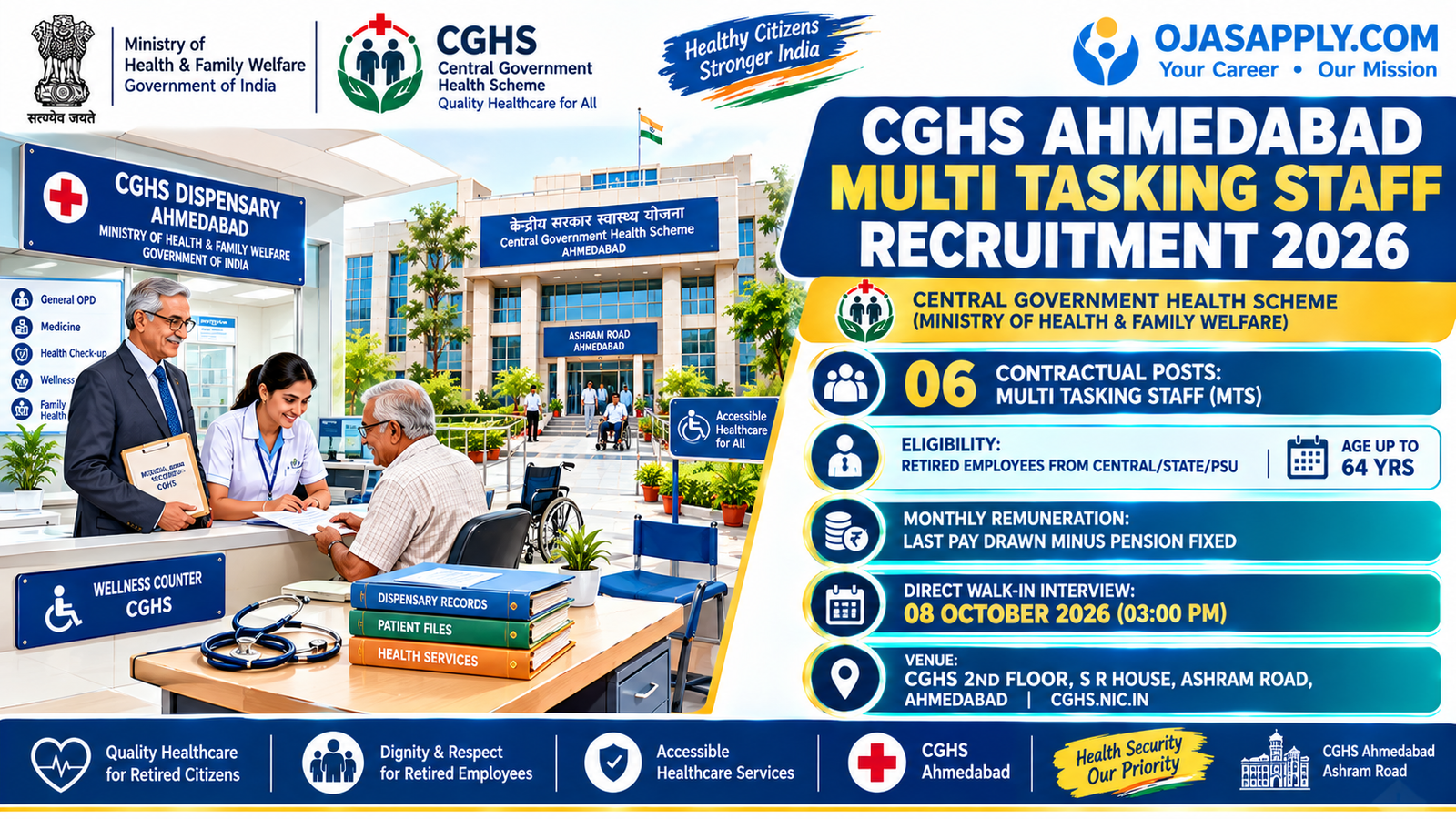 CGHS Ahmedabad Multi Tasking Staff Recruitment 2026 Notification Banner