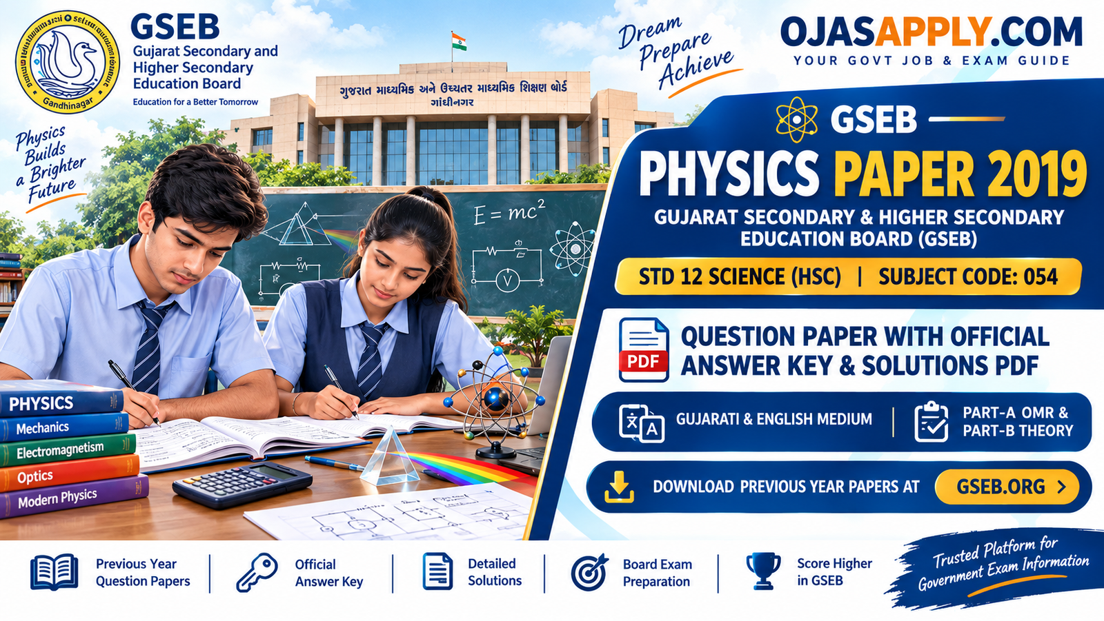 GSEB Physics Paper 2019 Solution Banner