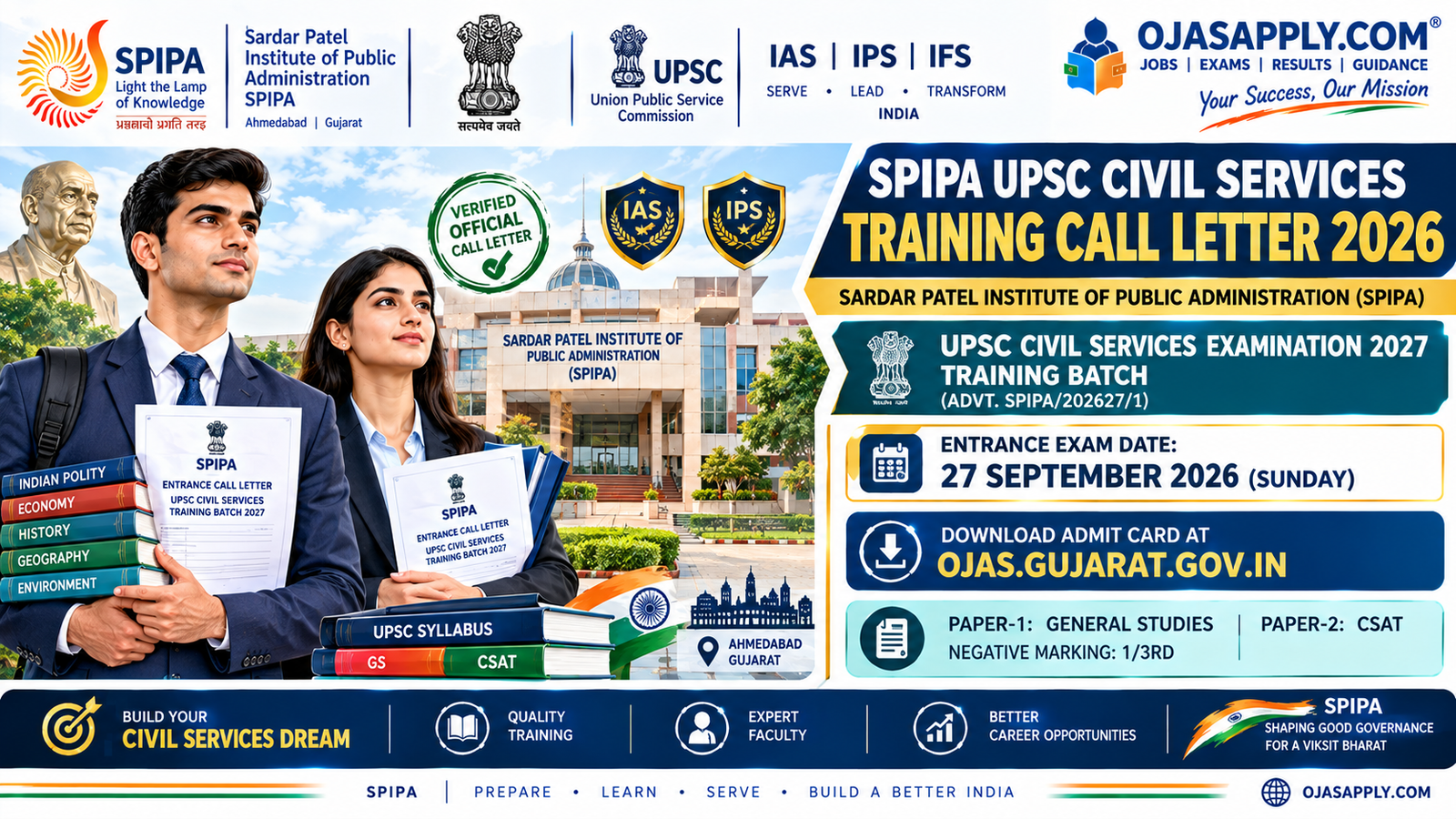 SPIPA UPSC Civil Services Training Call Letter 2026 Notification Banner
