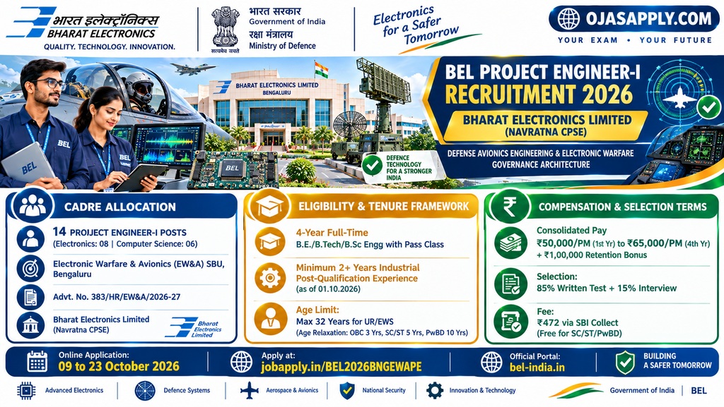 BEL Project Engineer-I Recruitment 2026 Electronics Computer Science Infographic