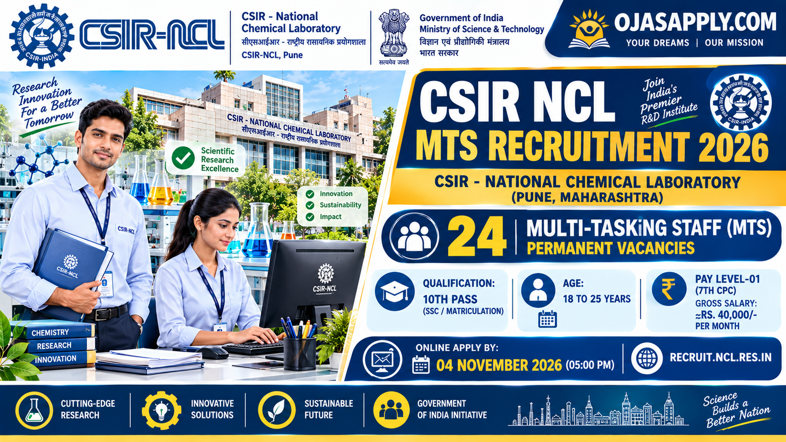 CSIR NCL MTS Recruitment 2026 Notification Banner