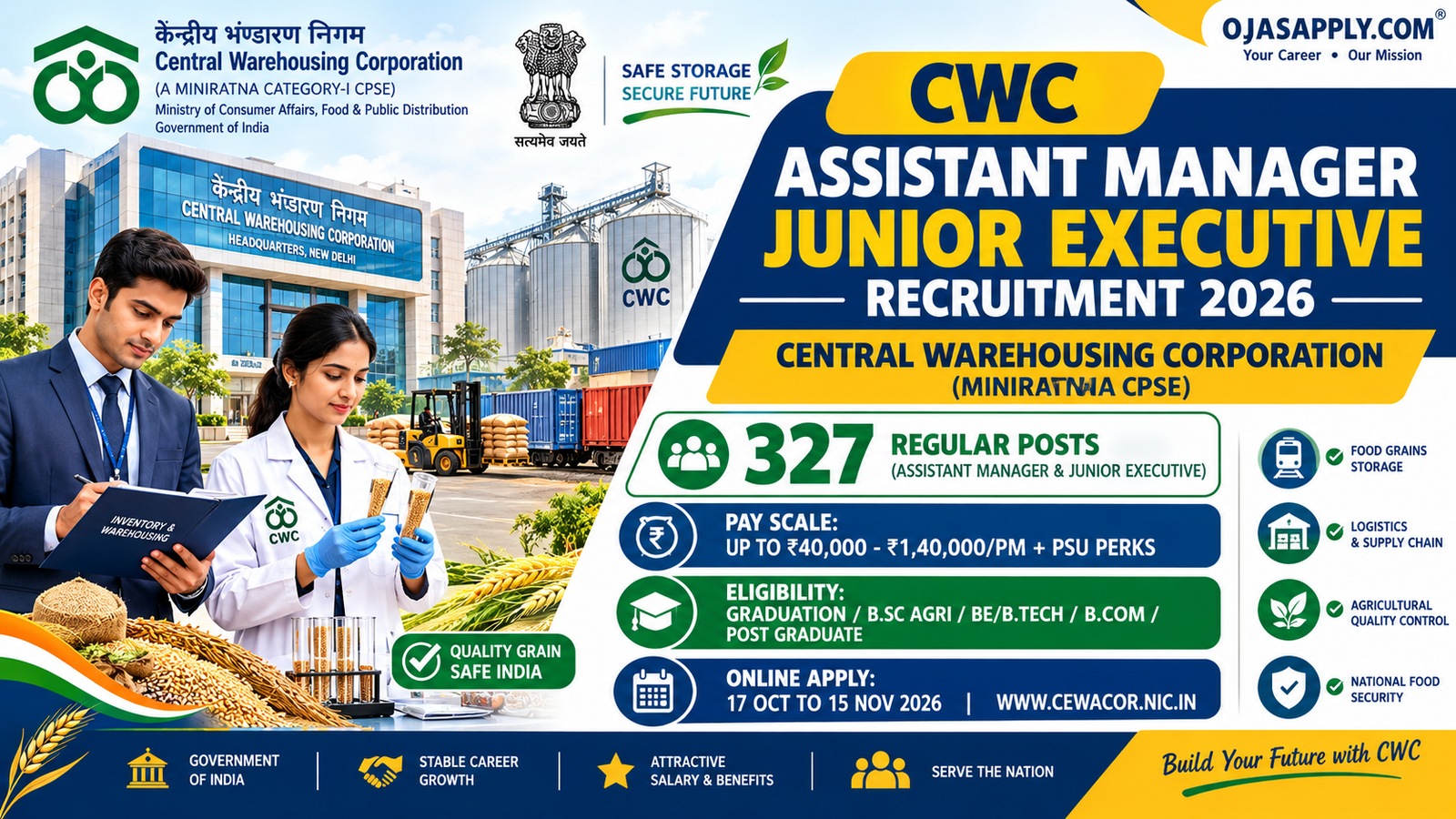 CWC Assistant Manager Junior Executive Recruitment 2026 Notification Banner