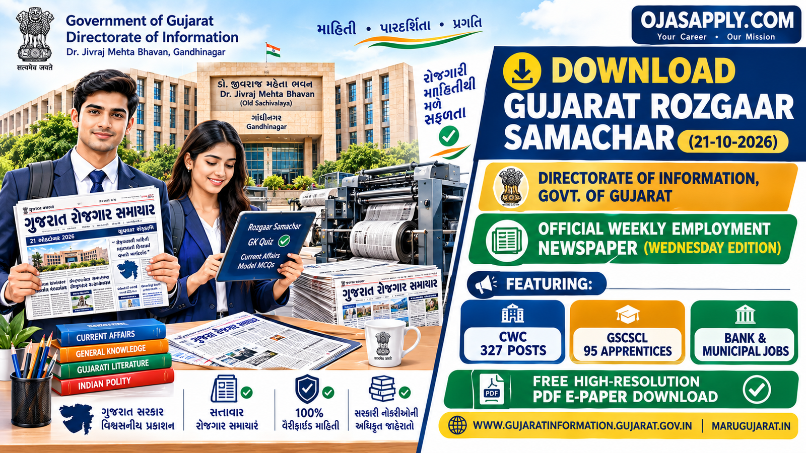 Download Gujarat Rozgaar Samachar 21-10-2026 Notification Banner