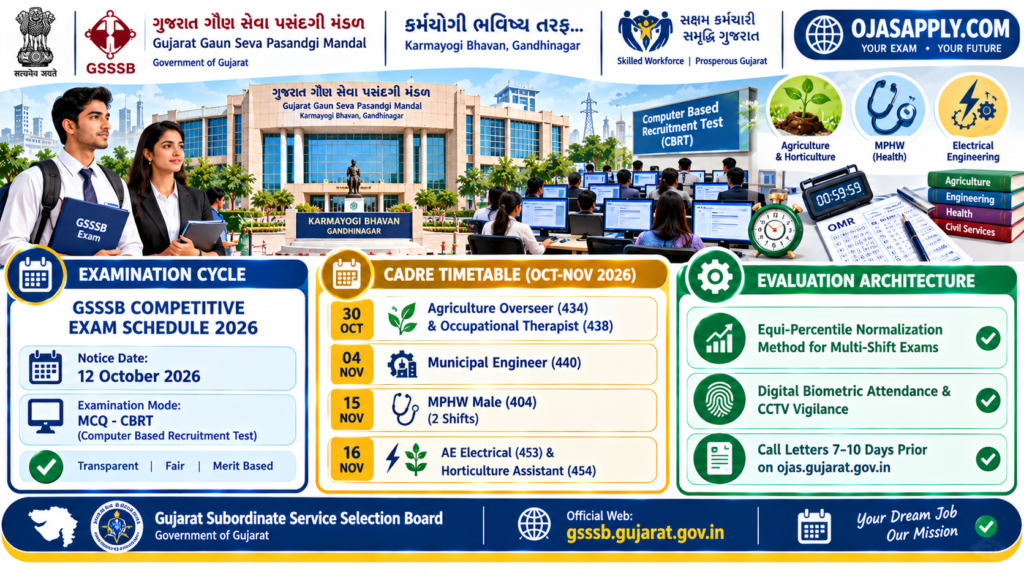 GSSSB Competitive Exam Schedule 2026 CBRT Dates Timetable Infographic