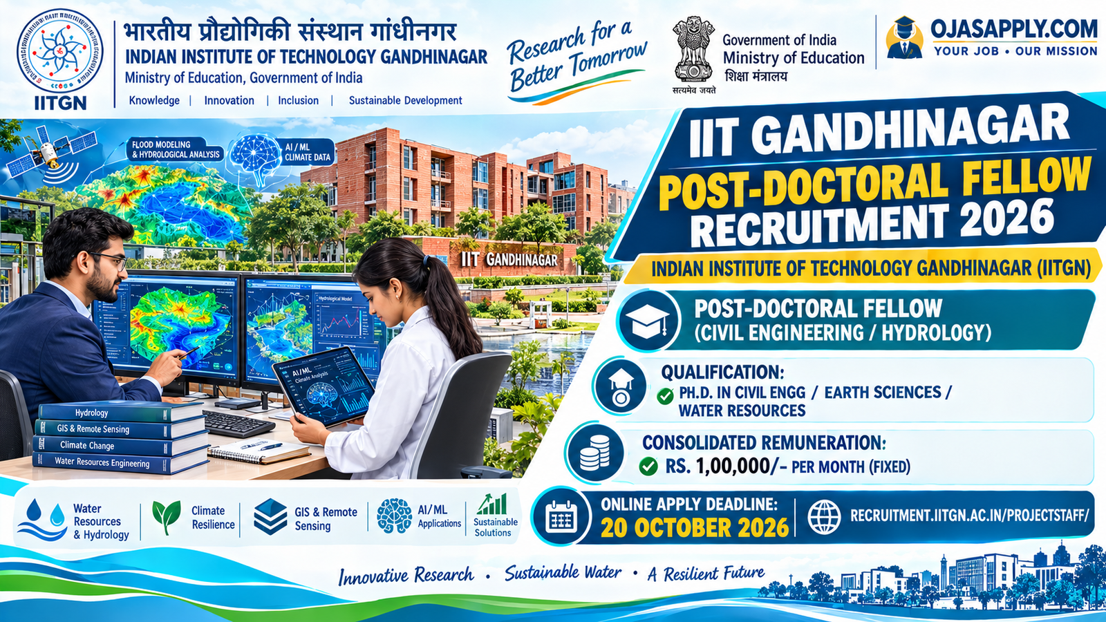 IIT Gandhinagar Post Doctoral Fellow Recruitment 2026 Notification Banner