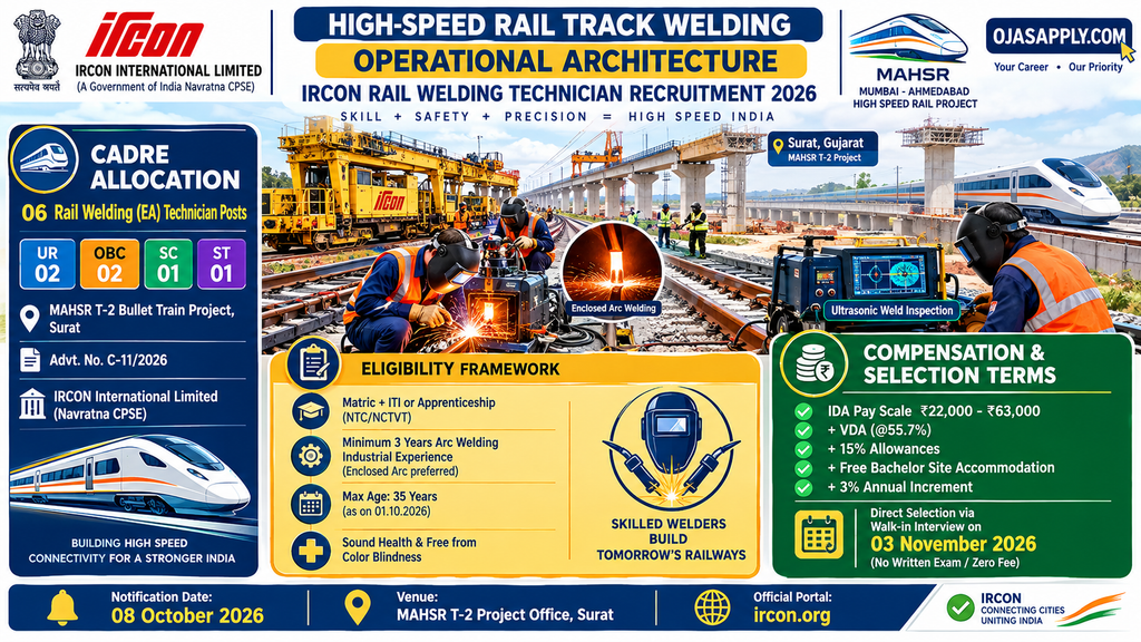 IRCON Rail Welding Technician Recruitment 2026 MAHSR Bullet Train Infographic