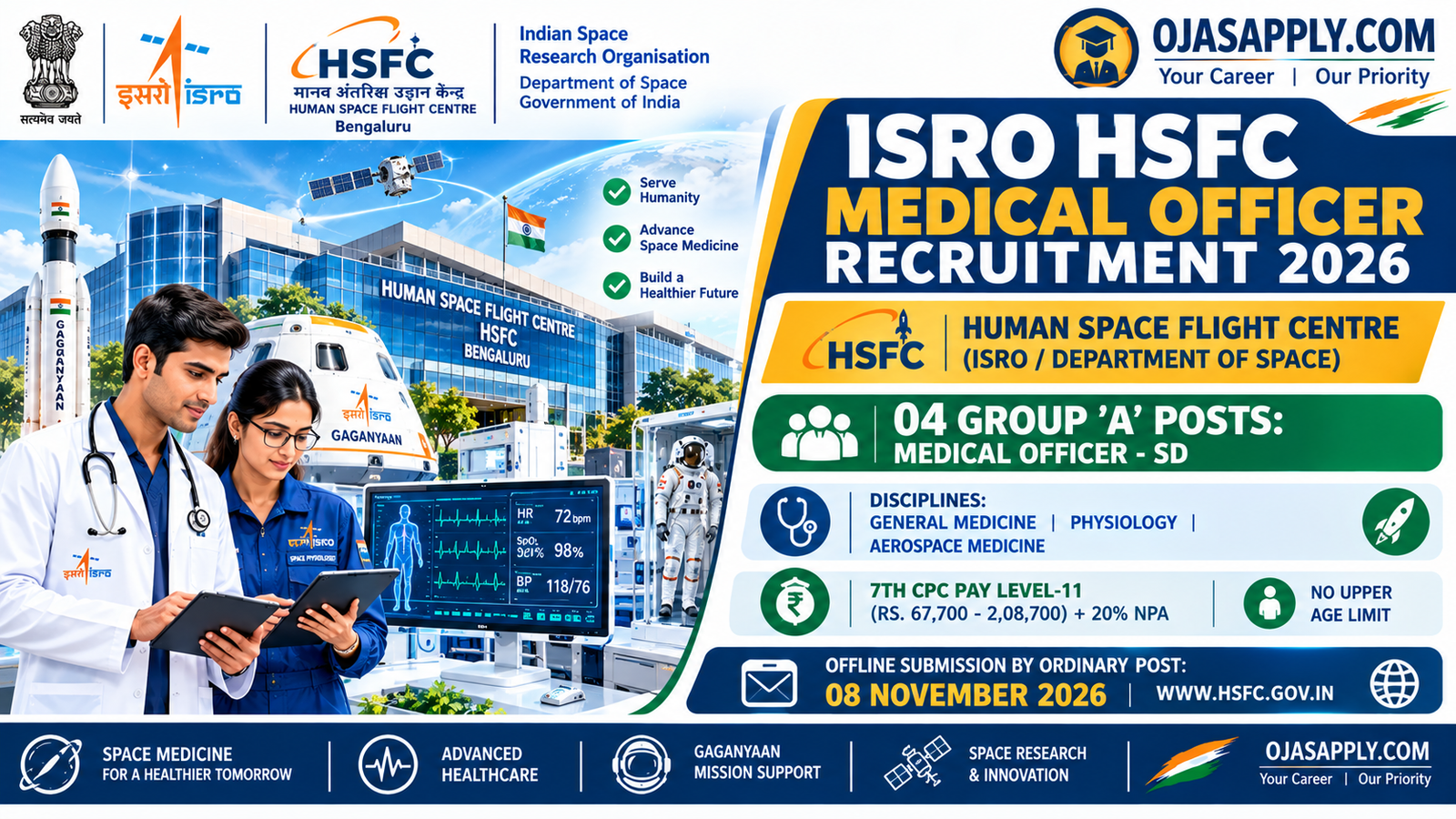 ISRO HSFC Medical Officer Recruitment 2026 Notification Banner