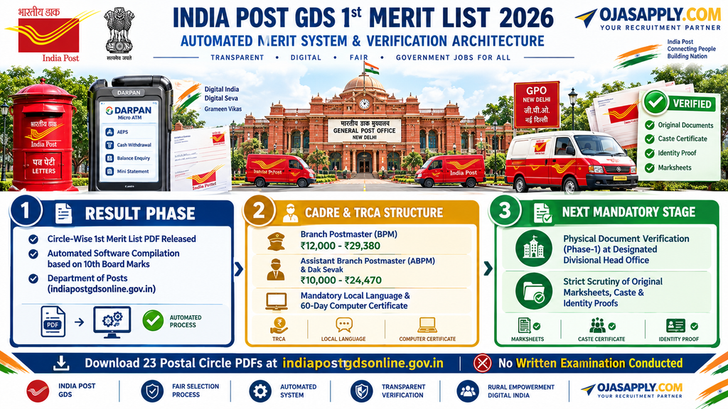 India Post GDS 1st Merit List 2026 Circle Wise PDF Download Infographic
