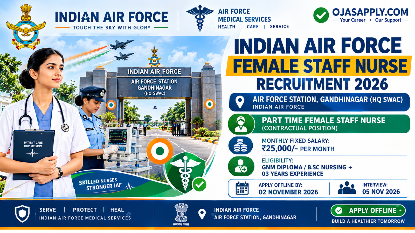 Indian Air Force Female Staff Nurse Recruitment 2026 Notification Banner