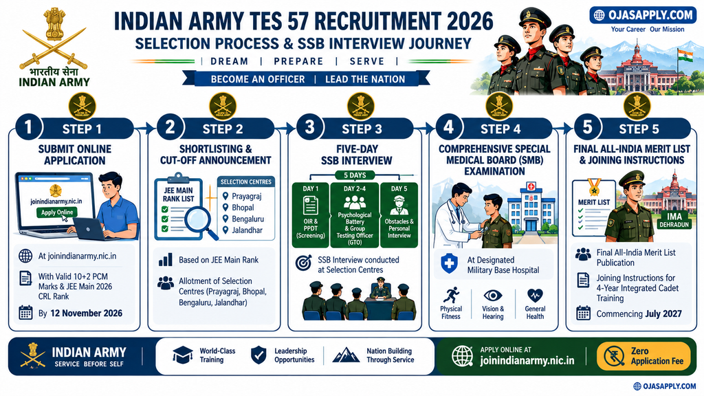 Indian Army TES 57 Recruitment 2026 Step by Step Selection Process Flowchart