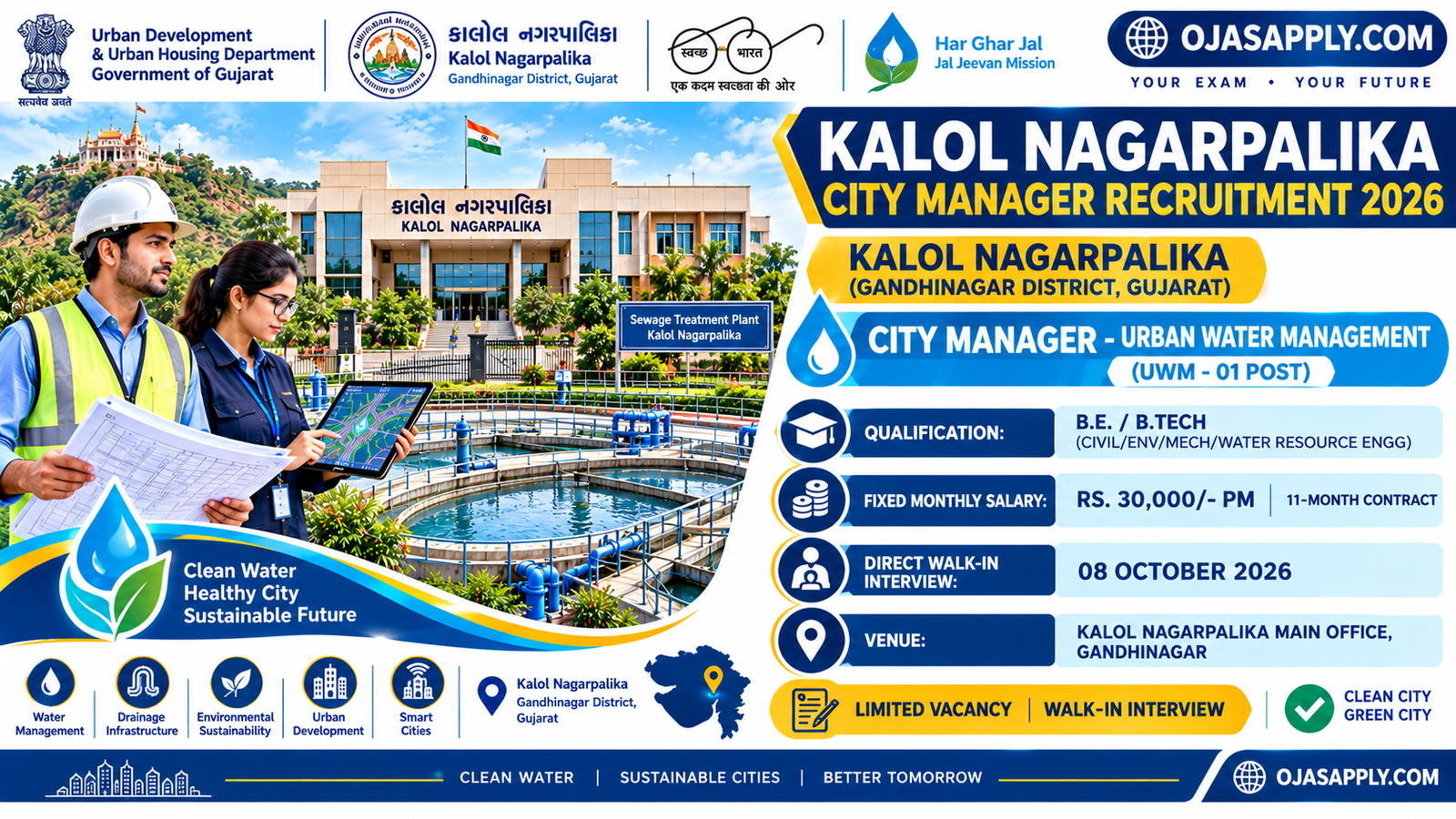 Kalol Nagarpalika City Manager Recruitment 2026 Notification Banner