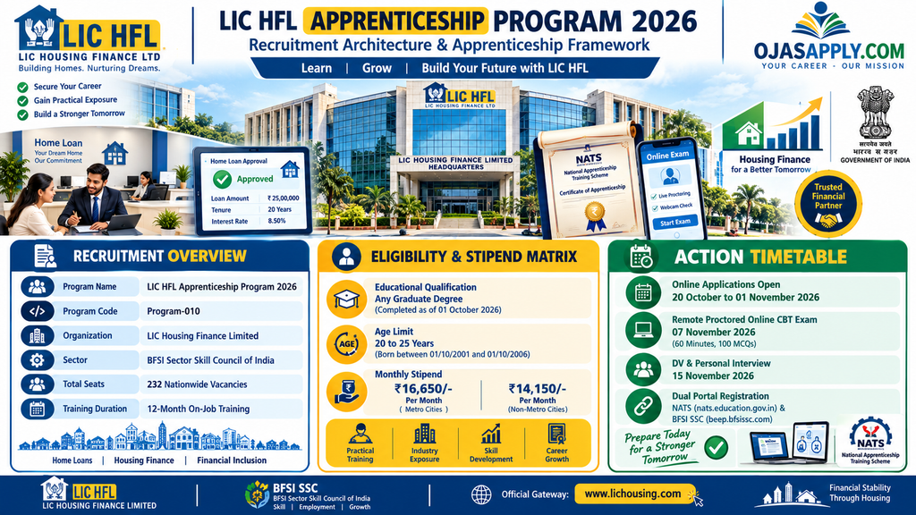 LIC HFL Apprenticeship Program 2026 232 Posts Stipend Infographic