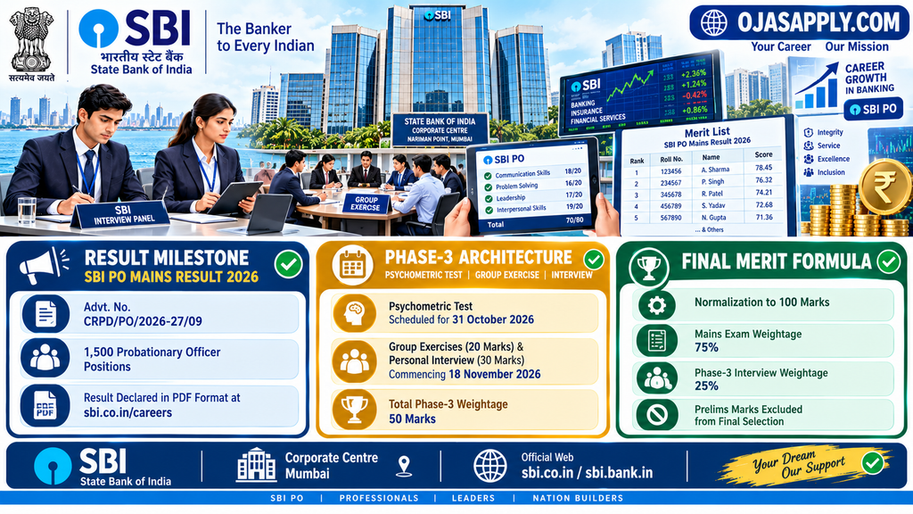 SBI PO Mains Result 2026 Phase 2 Merit List Schedule Infographic