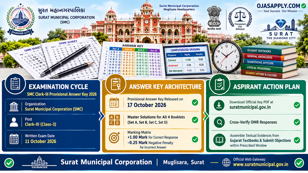 SMC Clerk-III Provisional Answer Key 2026 Set A B C D PDF Infographic