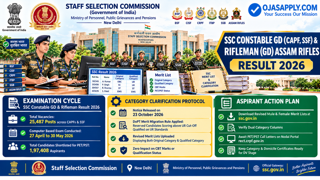SSC Constable GD Result 2026 Category Status Clarification Revised List Infographic