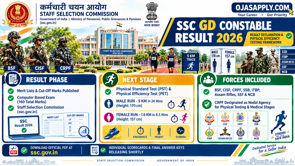 SSC GD Constable Result 2026 Merit List Cut Off Marks Infographic