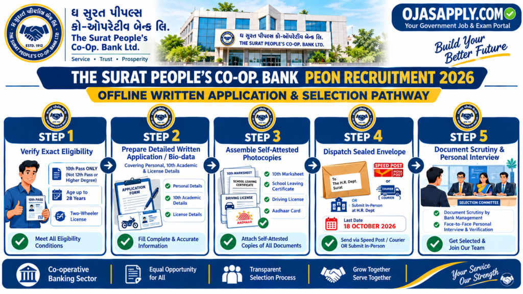 The Surat People's Co-Op. Bank Peon Recruitment 2026 Step by Step Offline Application Flowchart