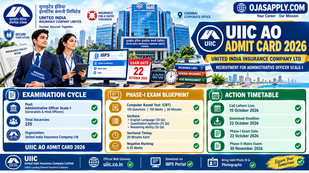 UIIC AO Admit Card 2026 Call Letter Download Exam Pattern Infographic