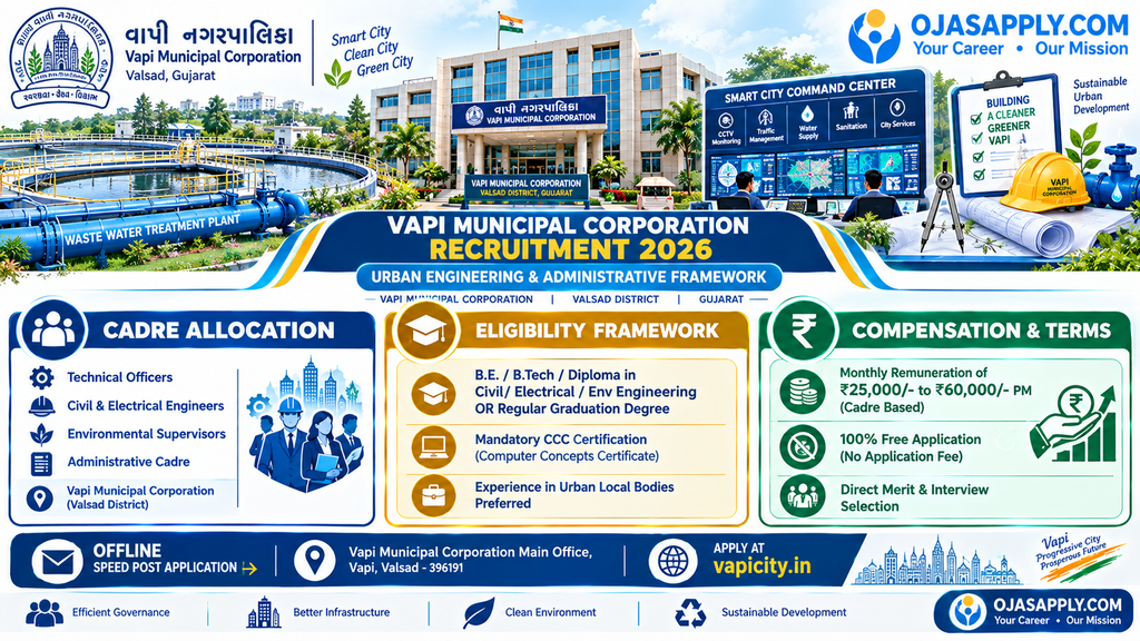 Vapi Municipal Corporation Recruitment 2026 Technical Administrative Engineer Salary Infographic