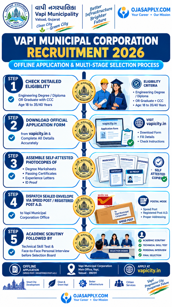 Vapi Municipal Corporation Recruitment 2026 Step by Step Offline Application Flowchart