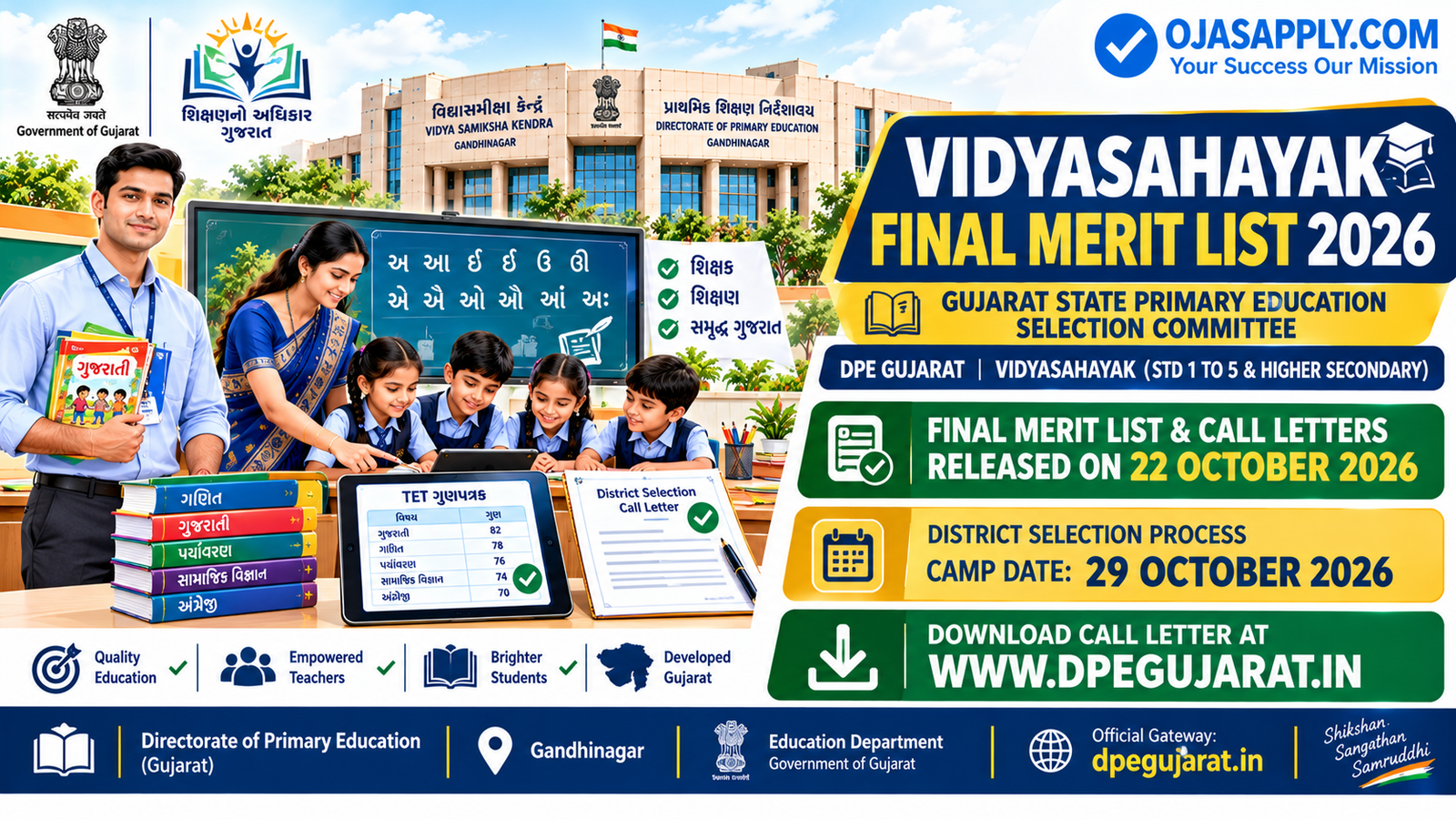 Vidyasahayak Final Merit List 2026 Notification Banner